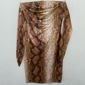 Strapless Bareback Snake Print Bodycon Dress